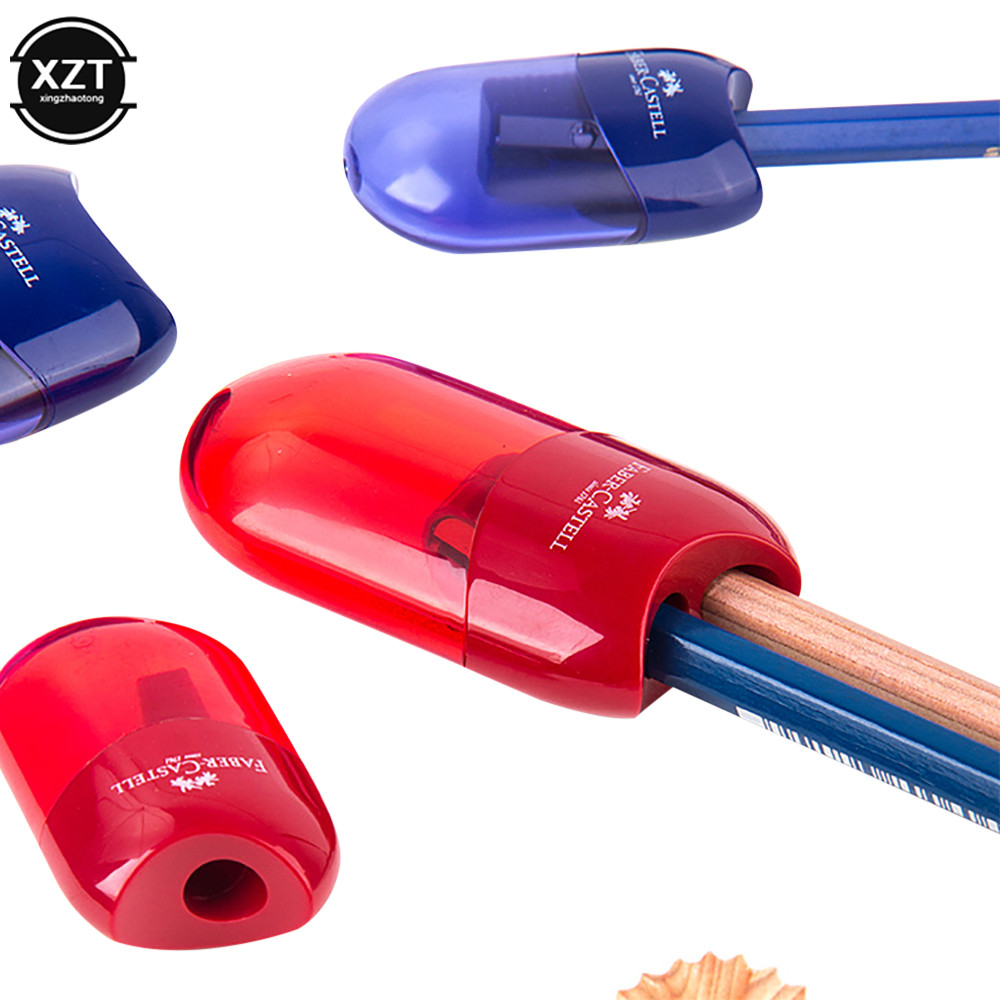 

1pcs Faber Castell Mini Sleeve Pencil Sharpener Double Hole with Container Blacklead Multifunctional School Supplies