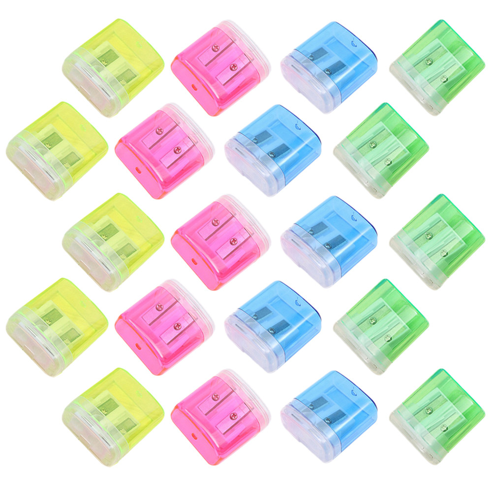 

48 Pcs Double Hole Pencil Sharpener Office Supplies Pencils Light Stationery Plastic Manual Mini Sharpeners Knife