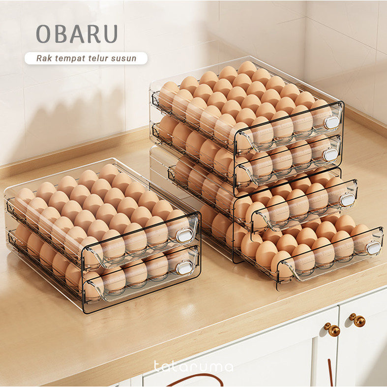 TERLARIS TATARUMA Obaru - Rak Tempat Telur Laci Tingkat Egg Storage Box Organizer Kulkas