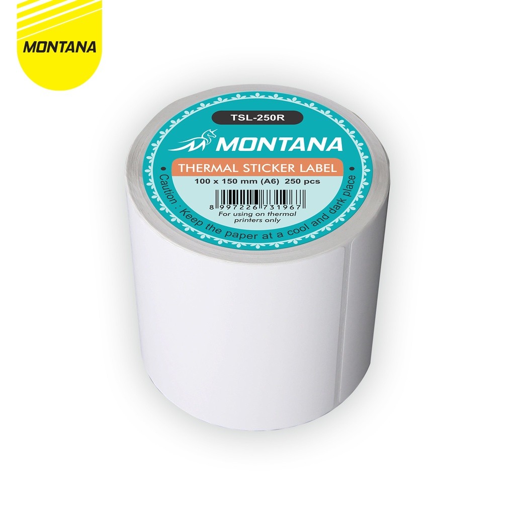 

MONTANA Kertas Thermal 100 x 150mm / Stiker Label Barcode A6 / 250 Pcs - Roll