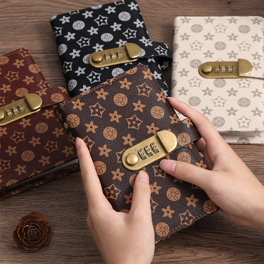 

A PVC leather diary in A6 size, with a combination password, used for saving money and challenging budget plans,