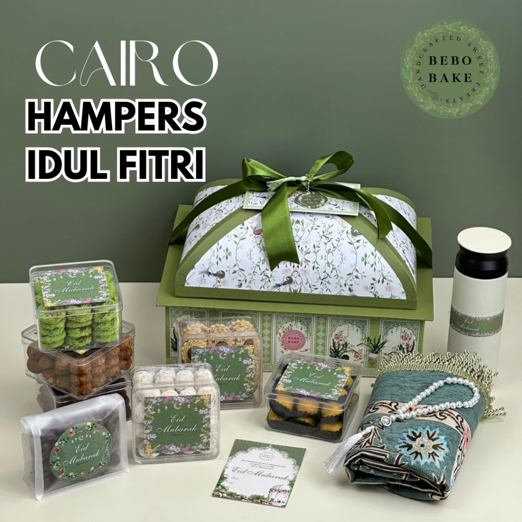 

Hampers Parcel Premium Idul Fitri Lebaran Mangkok Cangkir Tumbler Cookies BEBOBAKE CAIRO Box Kubah