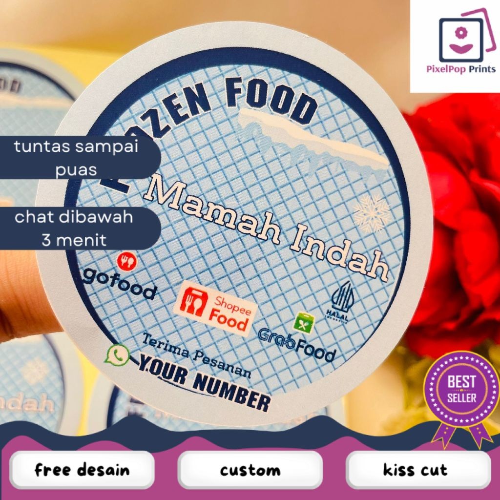 

Opikapip 5-8 Sticker Label Makanan Beku Free Desain Produk Frozen Food Bulat Chromo Custom Murah