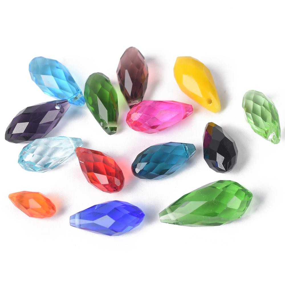 

Solid Color Teardrop Faceted Crystal Glass 12x6mm 16x8mm 20x10mm Top Drilled Pendant Drops Loose Beads for Jewelry Making DIY