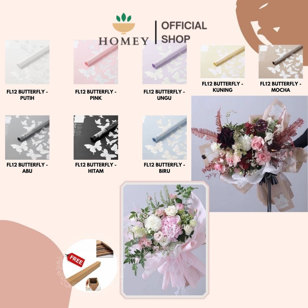

HOMEY - (5 LEMBAR) - FL12 BUTTERFLY DANCE Kertas Bunga Paper Buket Motif Kupu-kupu Modern Florist Cellophane