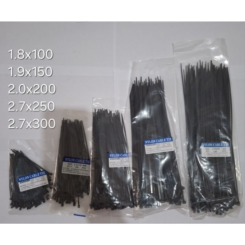 

MKS Kabel Tie Nylon Tali Tis Isi 100 pcs Hitam 10 cm 15 cm 20 cm 25 cm 30 cm Murah