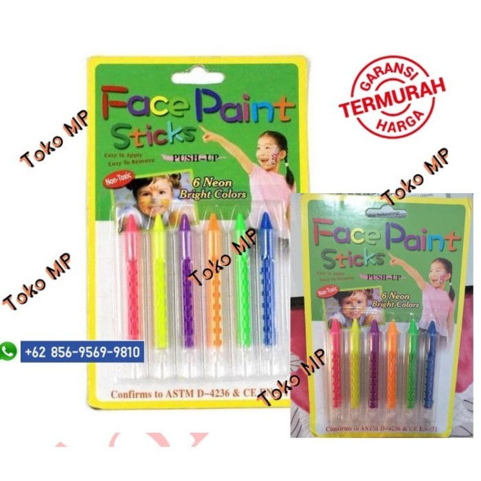 

[New Collection] Face Paint Stick - Crayon Lukis Wajah (6pcs)-NEON BRIGHT