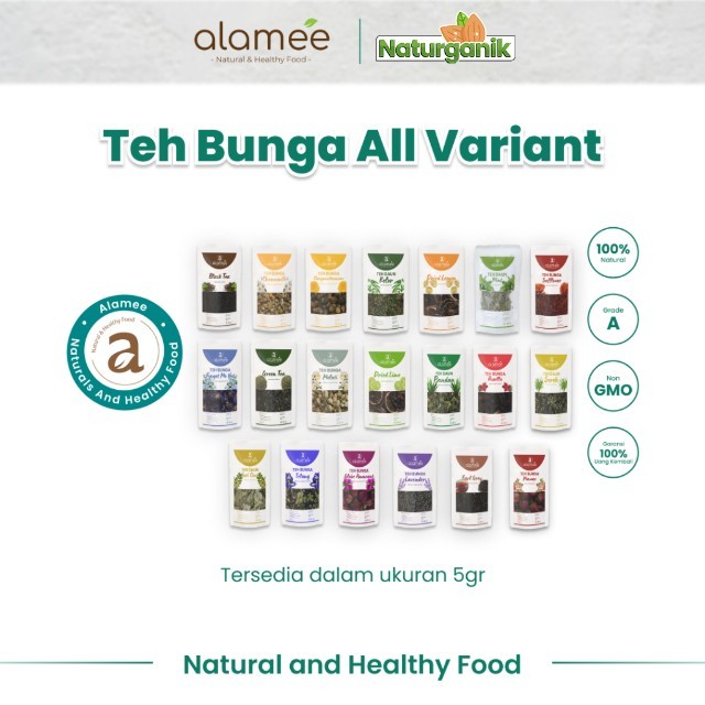 

ALAMEE Teh Jati Cina 5gr Chamomile Bunga Rose Bud Earl Grey Flower Tea Dried Organic Organik Naturganik