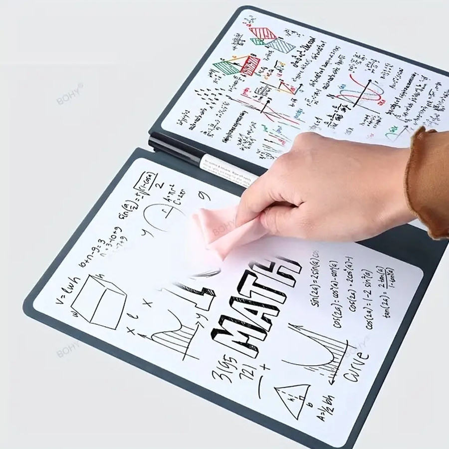 

A5 Portable Reusable Whiteboard Notebook Set with Pen And Erasing Cloth Leather Memo Pad Weekly Planner for Stylish Office Use
