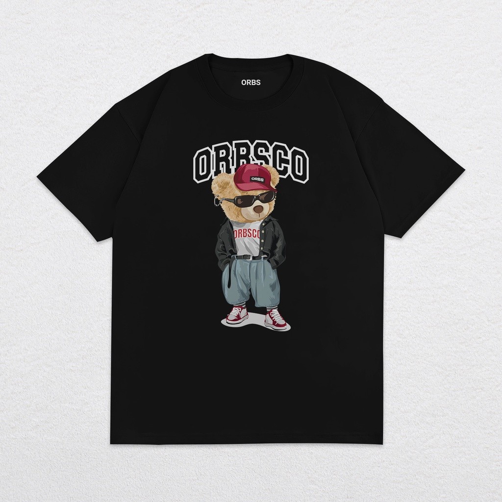 ORBSCO T Shirt Kaos Hiphop Bear Hitam (Pria & Wanita)