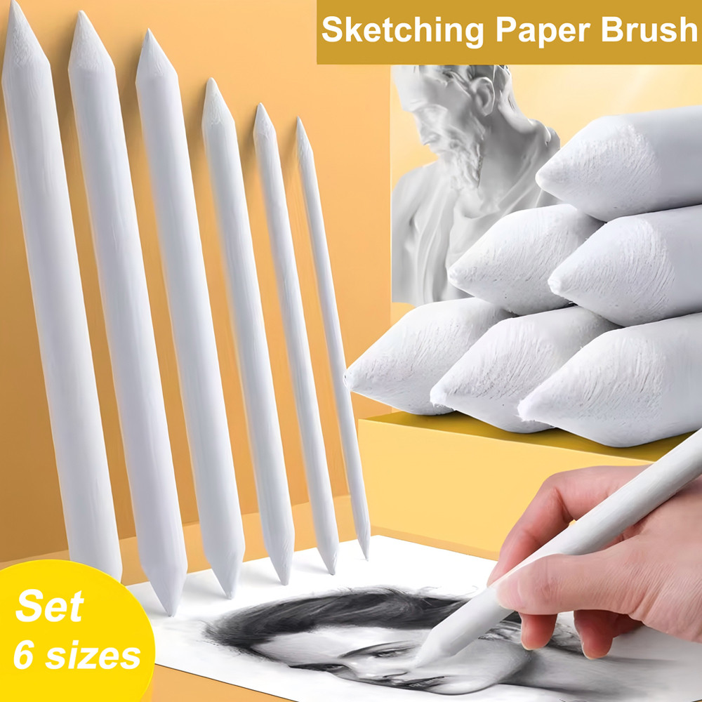 

Double Headed Correction Pen, Painting, Monochromatic Painting, Monochrome Sketch, Correction Brush, 6Pcs/Set, New Paper Eraser