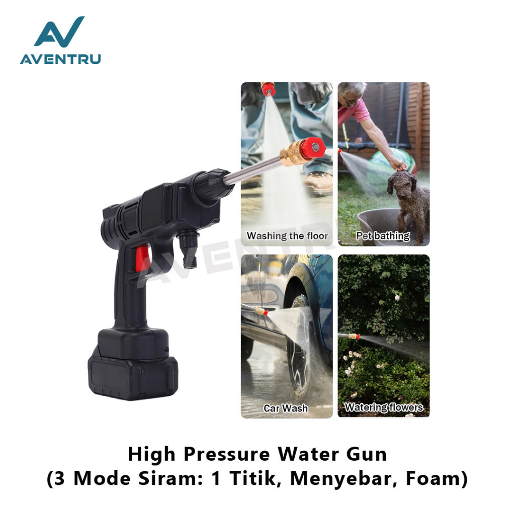 Set Alat Cuci Mobil Portable Jet Washer Water Spray Gun Cordless