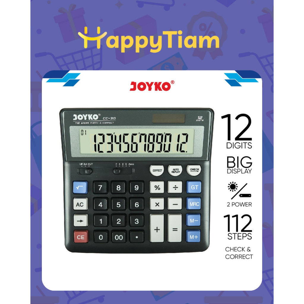 

KALKULATOR JOYKO CC-30 12 DIGITS CHECK CORRECT CALCULATOR AWET DESKTOP MESIN HITUNG KECIL