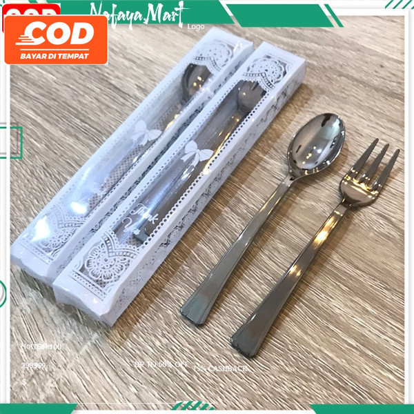 SOUVENIR SENDOK GARPU PERAK KEMAS MIKA / SOUVENIR PERNIKAHAN SENDOK GARPU KUE