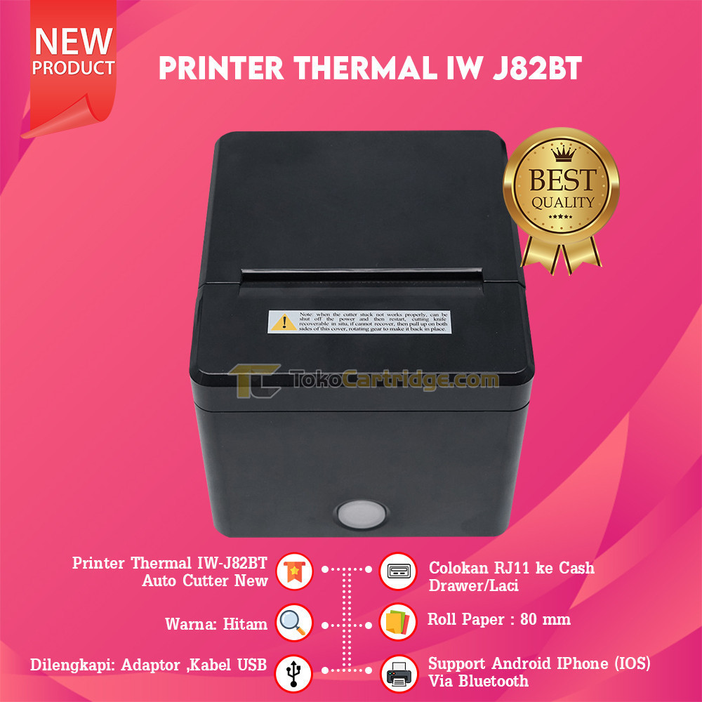 Printer Mini Thermal Kasir J82BT IWare J82BT 80MM Auto Cutter Mini Kasir USB Bluetooth Garansi Resmi