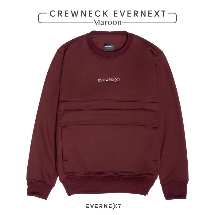 promo ✨ -Sweater Crewneck Polos Pria nita Sweatshirt Kantong Cardan Pria - MAROON, XXL