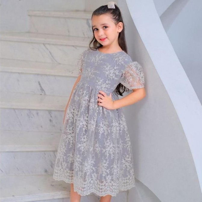 By Kayamani - Dress Anak - Premiuncollection Brukat silverpoeny