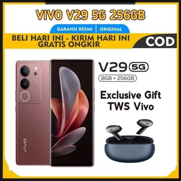Hp Vivo V29 5G Ram 8GB+8GB Internal 256Gb Chipset Snapdragon 778G Pengecasan 80watt flash Charge