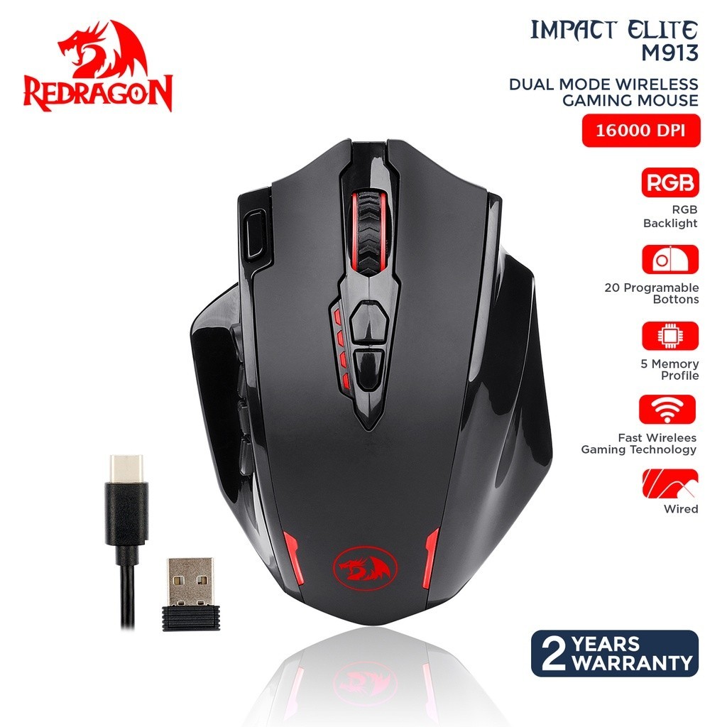 Redragon Dual Mode Gaming Mouse RGB IMPACT ELITE - M913