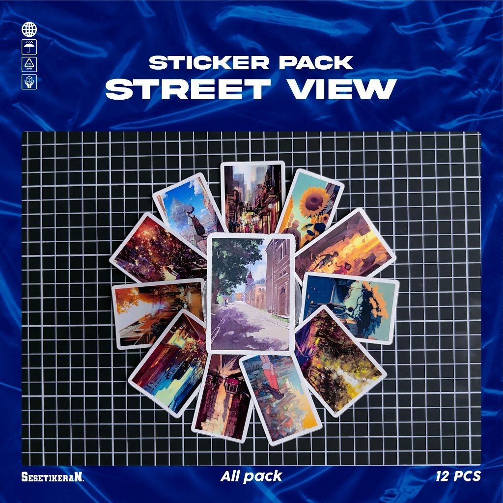 

COD✨ Sesetikeran Pack Stiker Seni Street View Colorfull Cute Keren Untuk Koper Laptop Skateboard