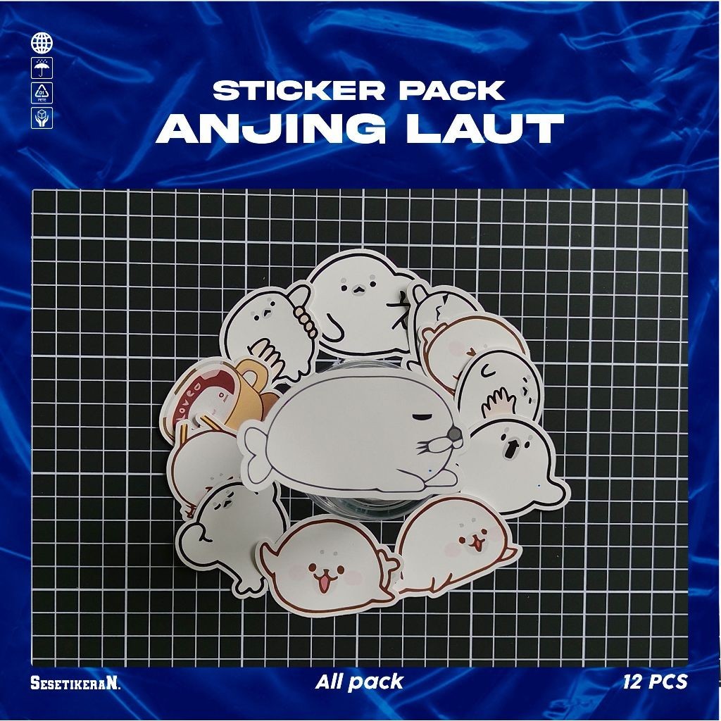 

COD✨ Sesetikeran Stiker Pack Anjing Laut Lucu Untuk Koper Laptop Skateboard