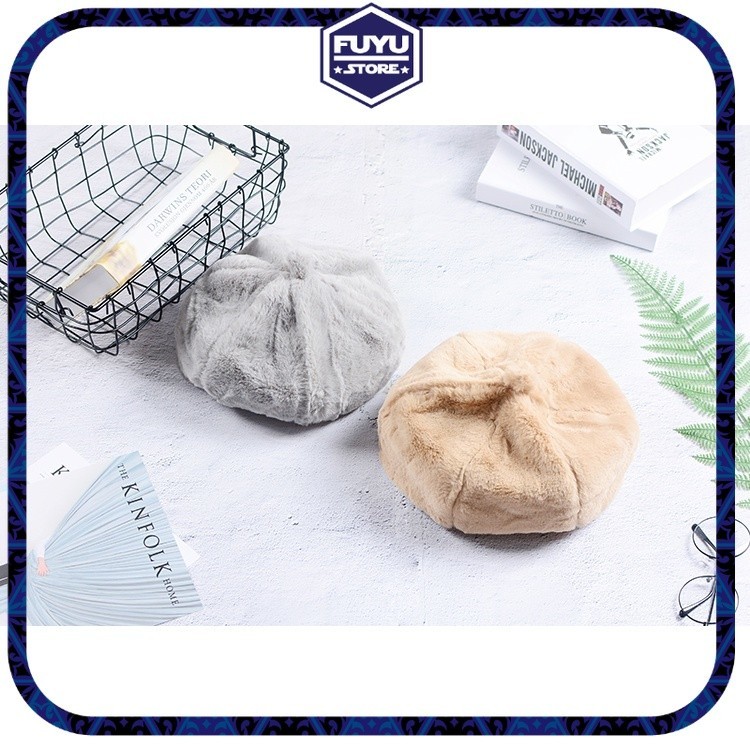 Beret Hat  Topi Wanita Fashion  Baret Hat Korea  Topi Aesthetic   Bahan Bulu Fur Lembut Dan Tebal