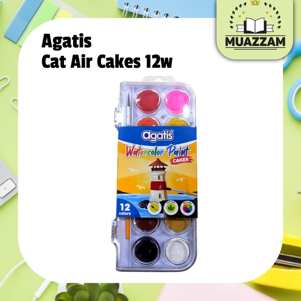 

Agatis - Watercolor Paint Cake Cat Air untuk Anak 12 Warna + Kuas