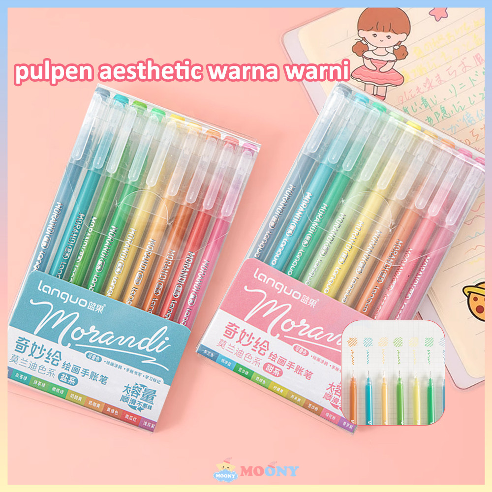 

Moony pena aesthetic korea 1 pack pulpen aesthetic warna warni