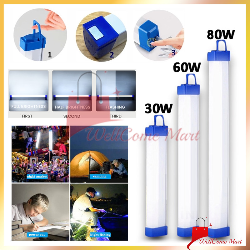 Lampu Emergency LED / DC5V Lampu Emergency LED 80W 60W 30W / LED panjang t7 portable tempel magnet s