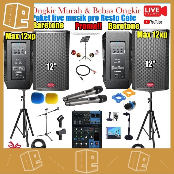 Paket Sound Live Musik Cafe Resto Baretone 12inch Max series 12Rp Ori