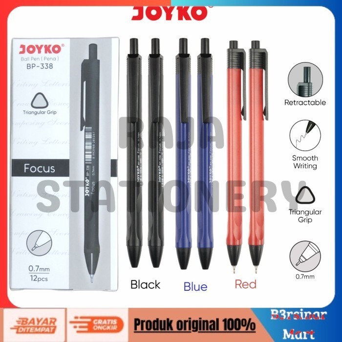 

[COD] DISKON JOYKO BALL PEN CLICKER PENA PULPEN CETEK JOYKO BP338 1 BOX 12 PCS BLACK Berkualitas