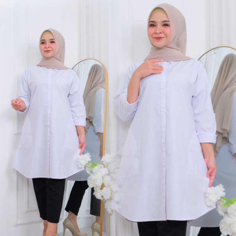 Tunik Katun Polos Putih/Kemeja Putih Polos/ GAMIS MODEL BARU MURAH