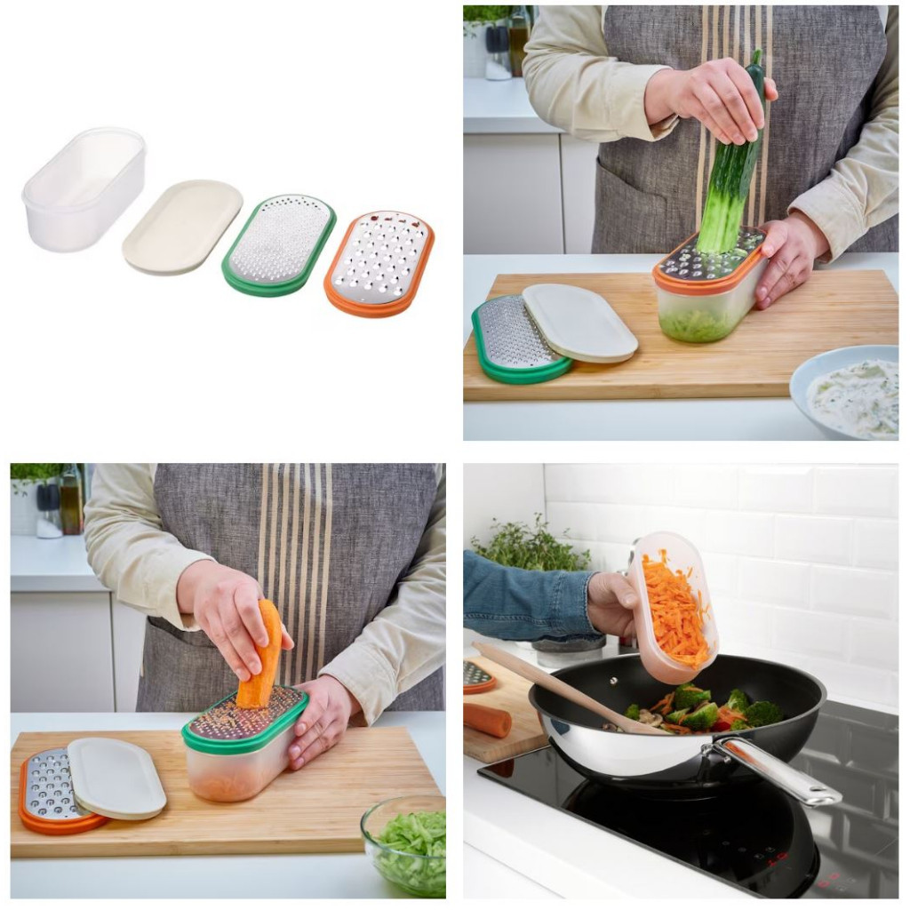 UPPFYLLD Parutan dengan wadah set isi 4 parutan serbaguna parutan dapur parutan sayur parutan keju p