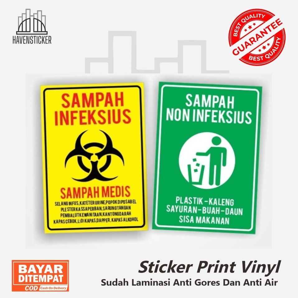 

stiker label sign infeksius dan non infeksius - Non Infeksius sticker anti air laminasi