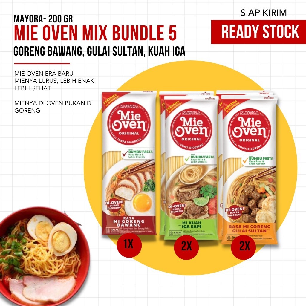 

MAYORA MIE OVEN MIX BUNDLE 5 - GULAI SAPI KUAH IGA & GORENG BAWANG