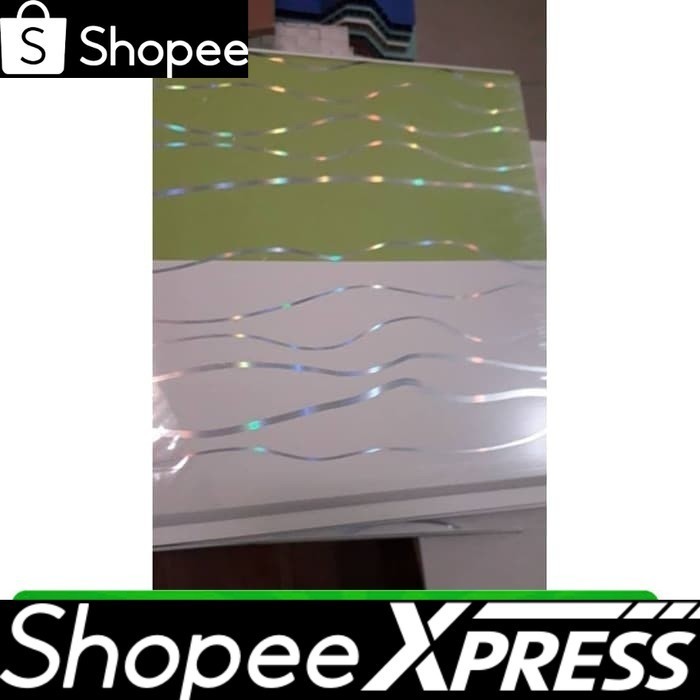 Plafon pvc ruang tamu Pvc Hijau Putih Garis