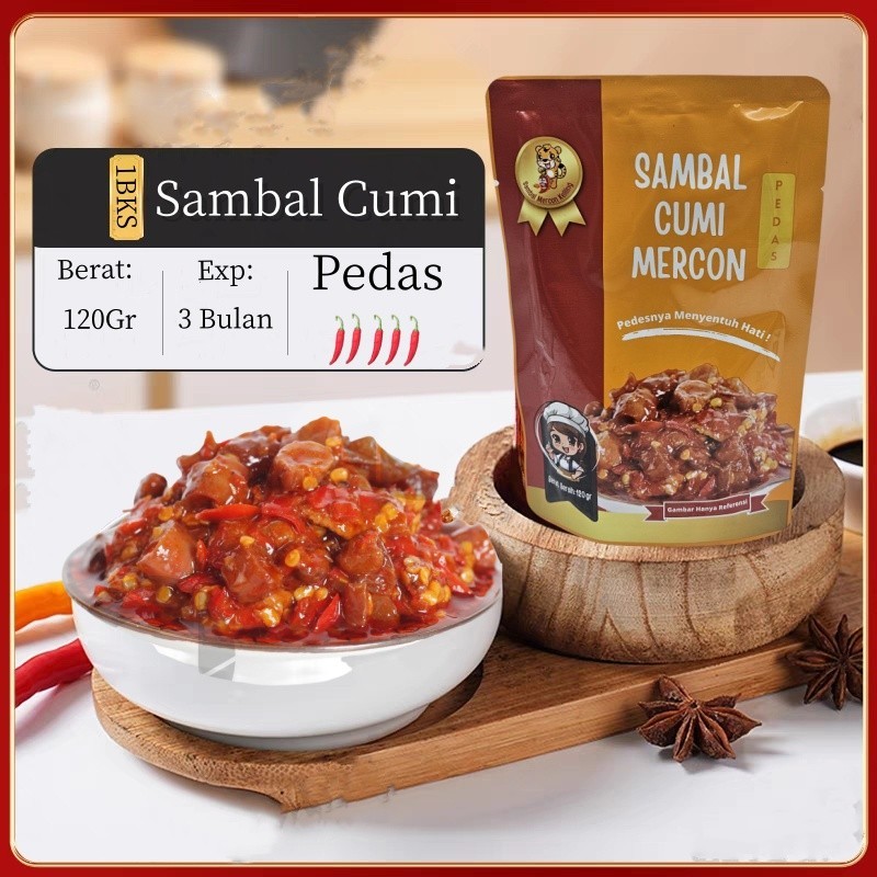 

Sambal Mercon Keliling Halal Pedas Sambel Cumi Baby Teman Nasi sama Mie sambal Ayam 120g Packing Aman