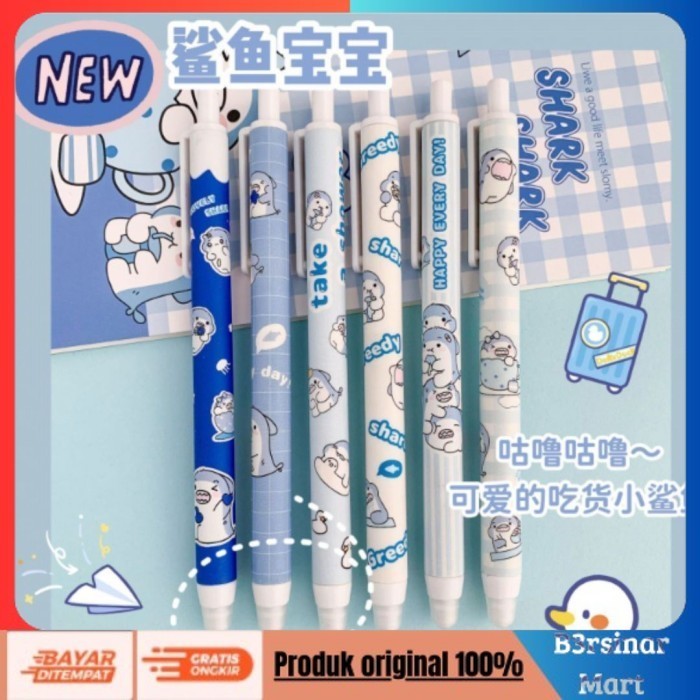 

[[KUALITAS TERBAIK]] Pulpen / Pen Gel Bisa Hapus Motif 1 Set ( Tinta Hitam ) Shark (Biru) COD