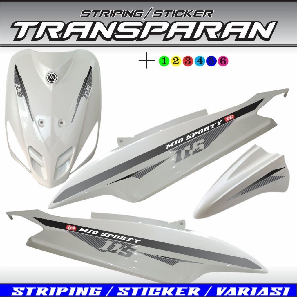 STRIPING TRANS[PARAN STICKER MOTOR MIO SPORTY GARIS SIMPLE COD STICKER LIS MOTOR