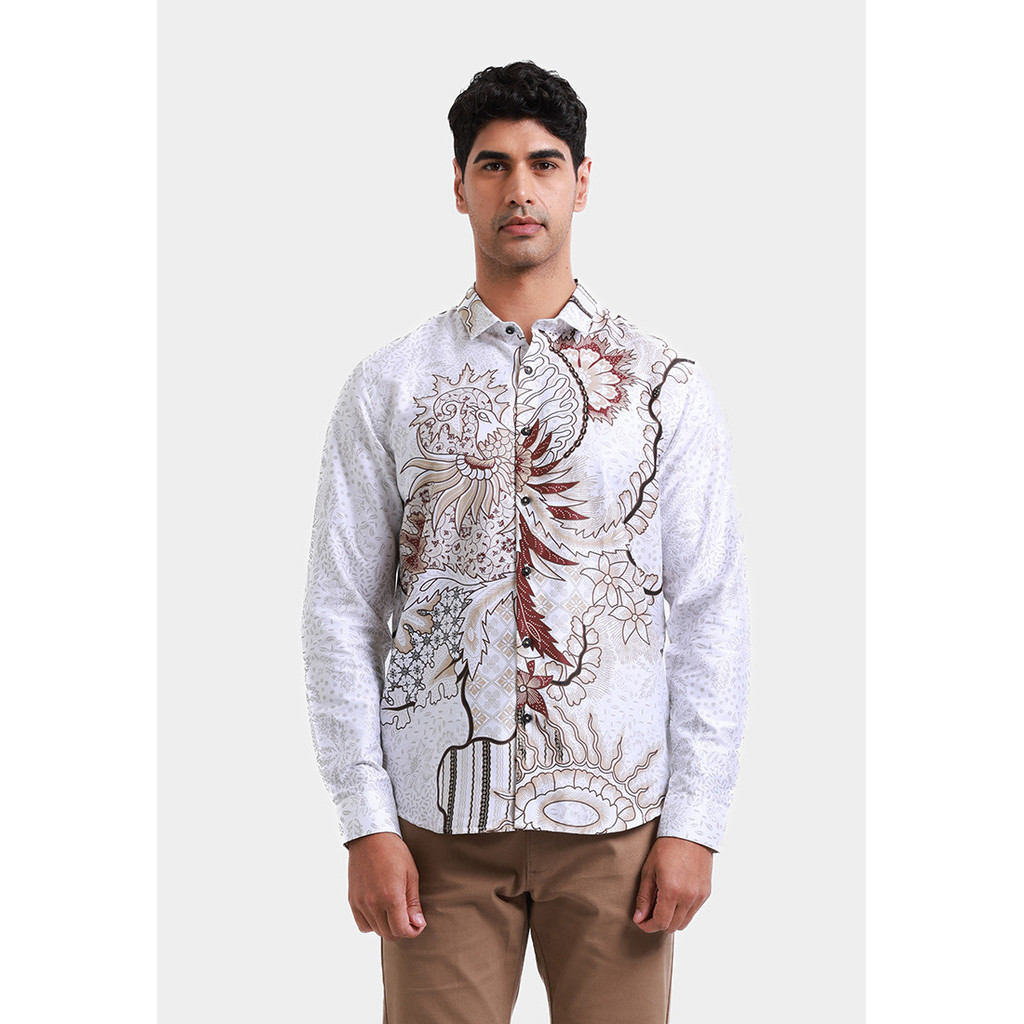 MOC Kemeja Batik Lengan Panjang Pria HALMAHERA - WHITE