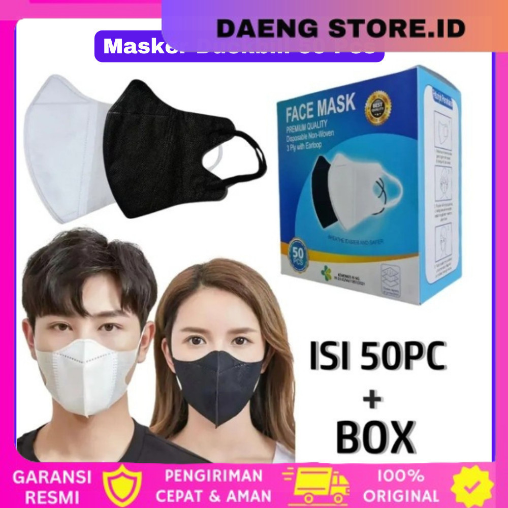 Masker Duckbill Facemask 3Ply 1 Box isi 50 Pcs Masker Duckbill Earloop 3Ply-COD