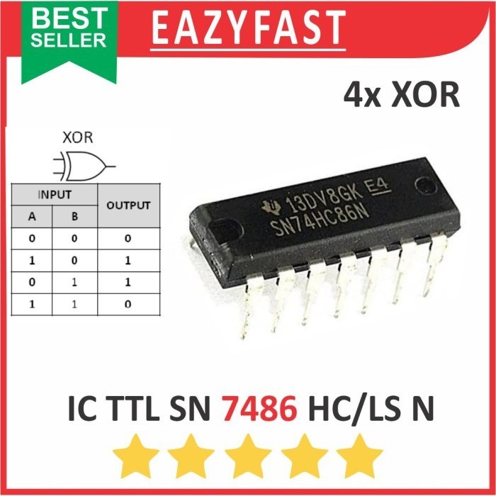 IC TTL SN 7486 N HC LS DIP Gerbang Logika XOR Logic Gate SN74HC86 SN74LS86 SN74HC86N SN74LS86N 74HC8