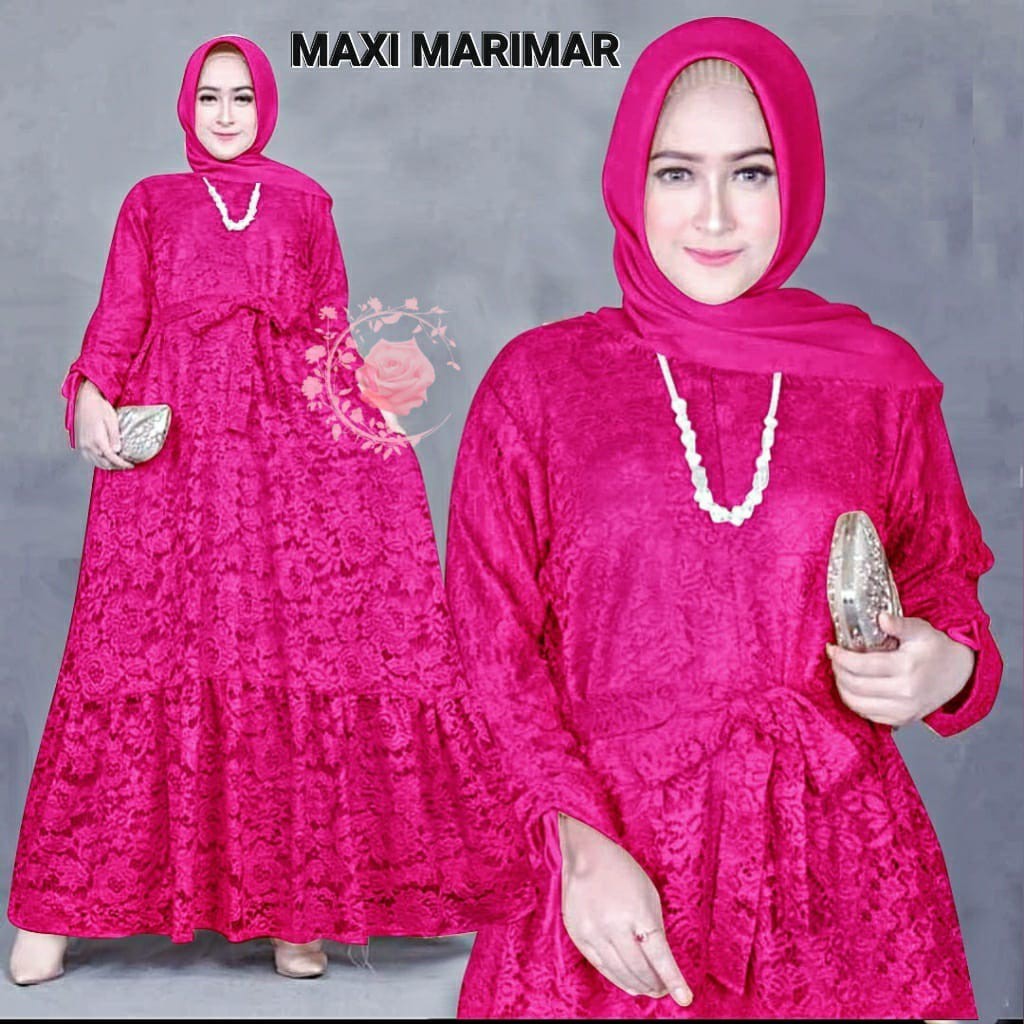 GAMIS BRUKAT 5XL 4XL original MARIMAR / PAKAIAN PESTA / GAMIS / DRESS GAUN JUMBO//BAJU WANITA MODEL 