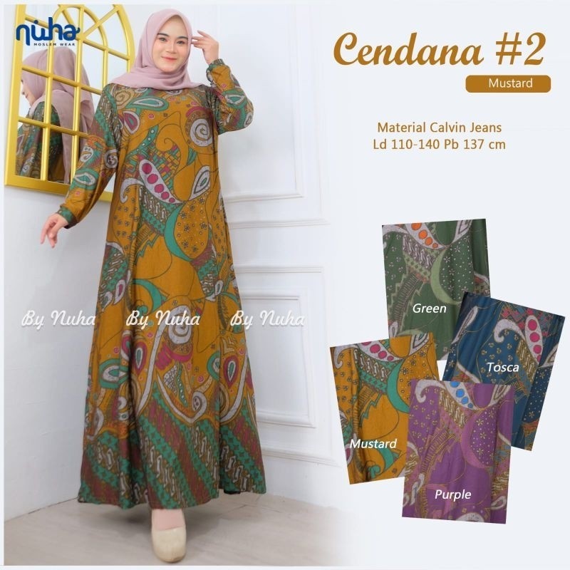 CENDANA 2 MAXY DRESS JUMBO WANITA BAHAN CALVIN JEANS MELAR JATUH ALL SIZE XXL GAMIS IBU MOTIF BATIK 