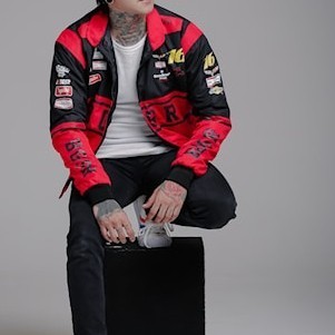 DISKON- JAKET Vintage Racing NASCAR X - 02 JACKET Pria Addict Kombinasi - Hitam, L