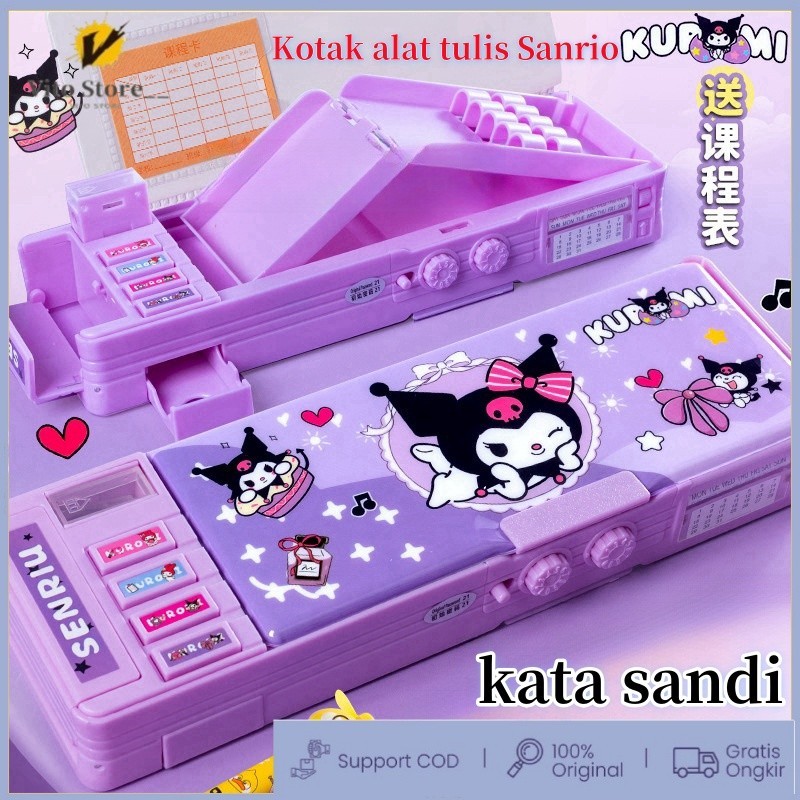 

（In Stock) Gaya Baru Cinnamoroll Kotak Alat Tulis Multifungsi Kunci Kode Perempuan Pensil Sanrio Dua Sisi Bernilai Tinggi Kapasitas Besar