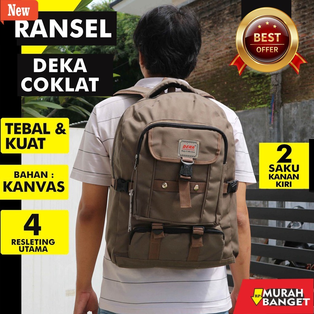 Tas Ransel Pria Kekinian Backpack Ransel Punggung Deka Coklat Ransel Kuliah Sekolah Sma Smp Jumbo Ta