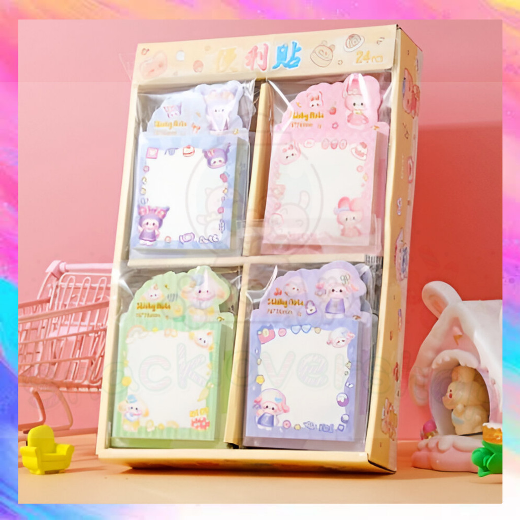 

100 Lembar Color Sticky Note Memo Label Sticker Bookmark Warna-warni Motif Sanrio
