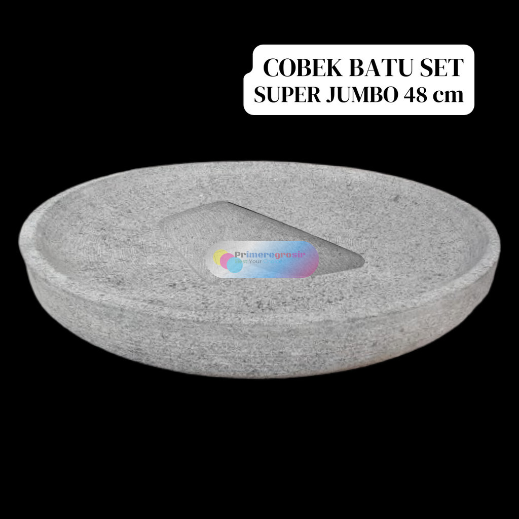 Coet Batu Asli 48cm Jumbo Cobek dan Ulekan
