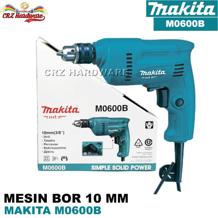Mesin Bor Listrik 10mm MAKITA M0600B Mesin Bor Besi kayu Elektrik